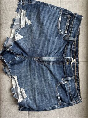 aerie Elastic Waist Blue Denim Shorts